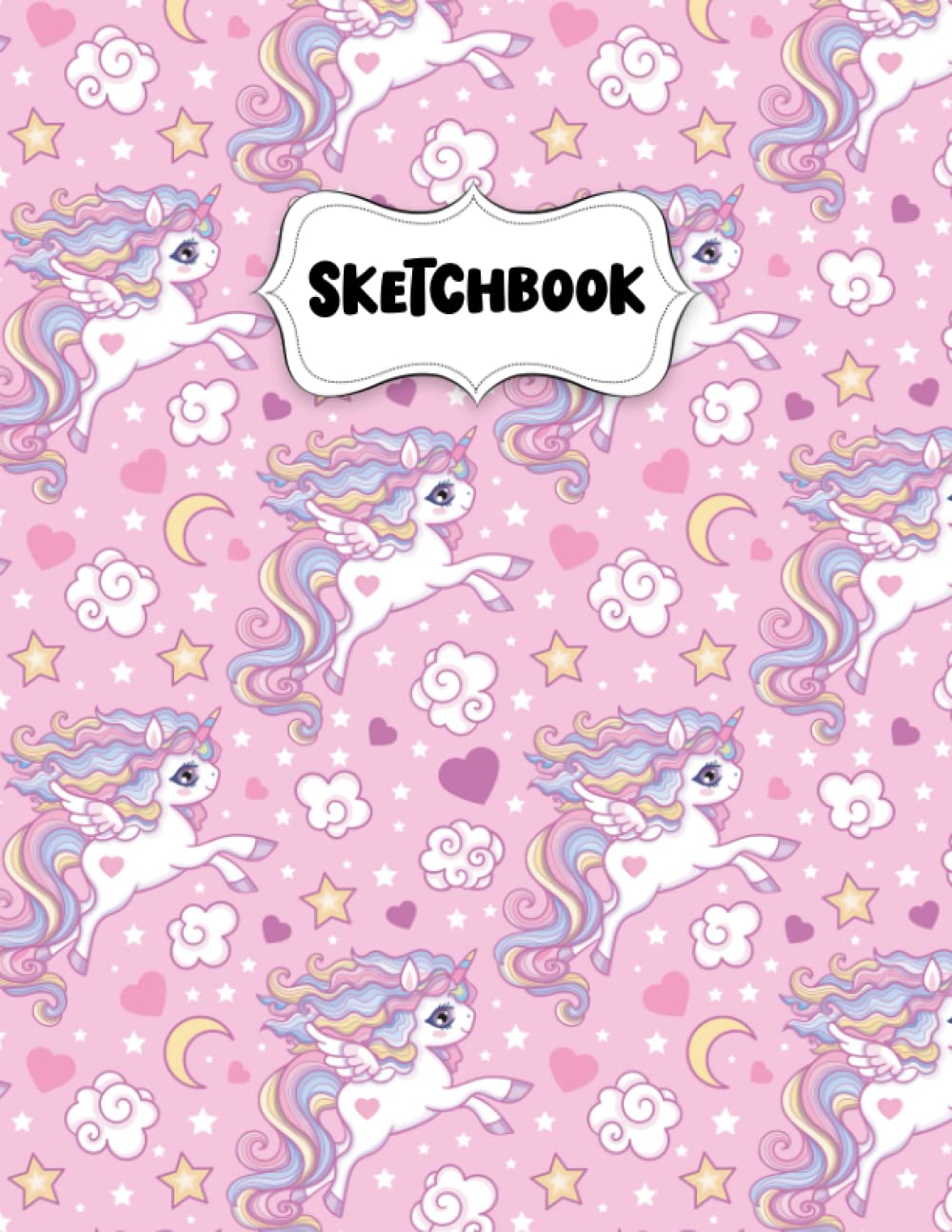 Independently Published Sketchbook: Pretty Magical Unicorn Sketch Book for Drawing: Bleed Proof Art Sketch Book, 8.5 x 11, Pink, Glossy Paper, 80lb