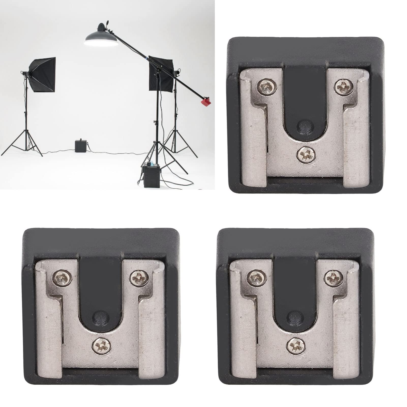 Akozon Adattatore a Vite per Treppiede con Adattatore per Slitta Flash da 3 Pezzi con Vite da 1/4 di Pollice per la Maggior Parte delle Fotocamere