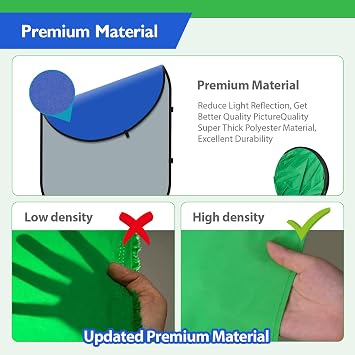 Portable Green Screen Chromakey Backdrop with Stand,59 * 39 inch Pop Up Collapsible Backdrop,Foldable Blue&Green Screen 2 in 1 Backdrop for Photo and Video Shooting,Gaming (Green & Blue)