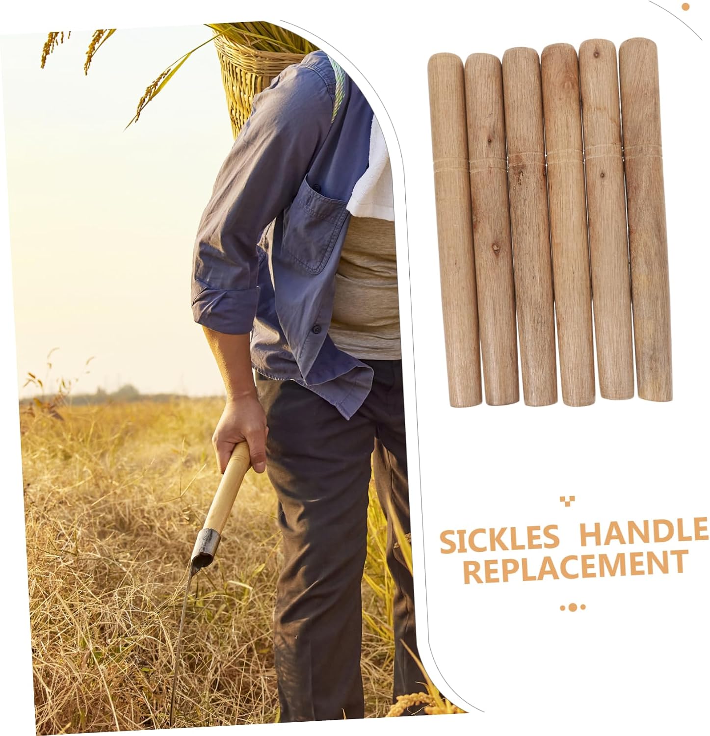 6pcs Hardwood Handle Replacement for Farm Tools Ergonomic Wood Handles for Hammers Axes and Shovels Fit for Comfortable Grip for Gardening and Tool Maintenance