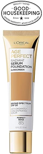Miniatura 2 de L'Oreal Paris Age Perfect Base de suero radiante con SPF 50, Beige Perfecto, 1 onza