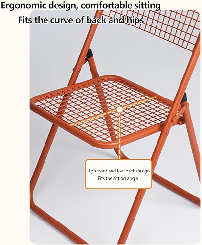 Miniatura 7 de Sillas plegables de metal, silla de comedor de malla de hierro forjado, sillas de césped plegables para bodas, fiestas, oficina, balcón, jardín