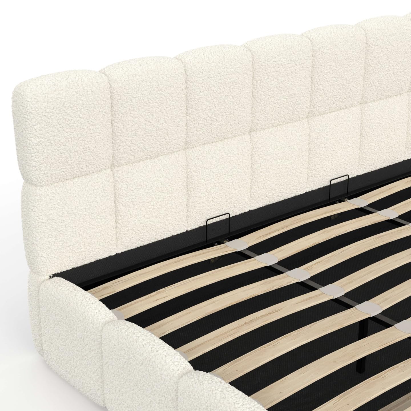 IDMarket - Lit Coffre Double Nuage 180 x 200 cm Bouclette Blanc