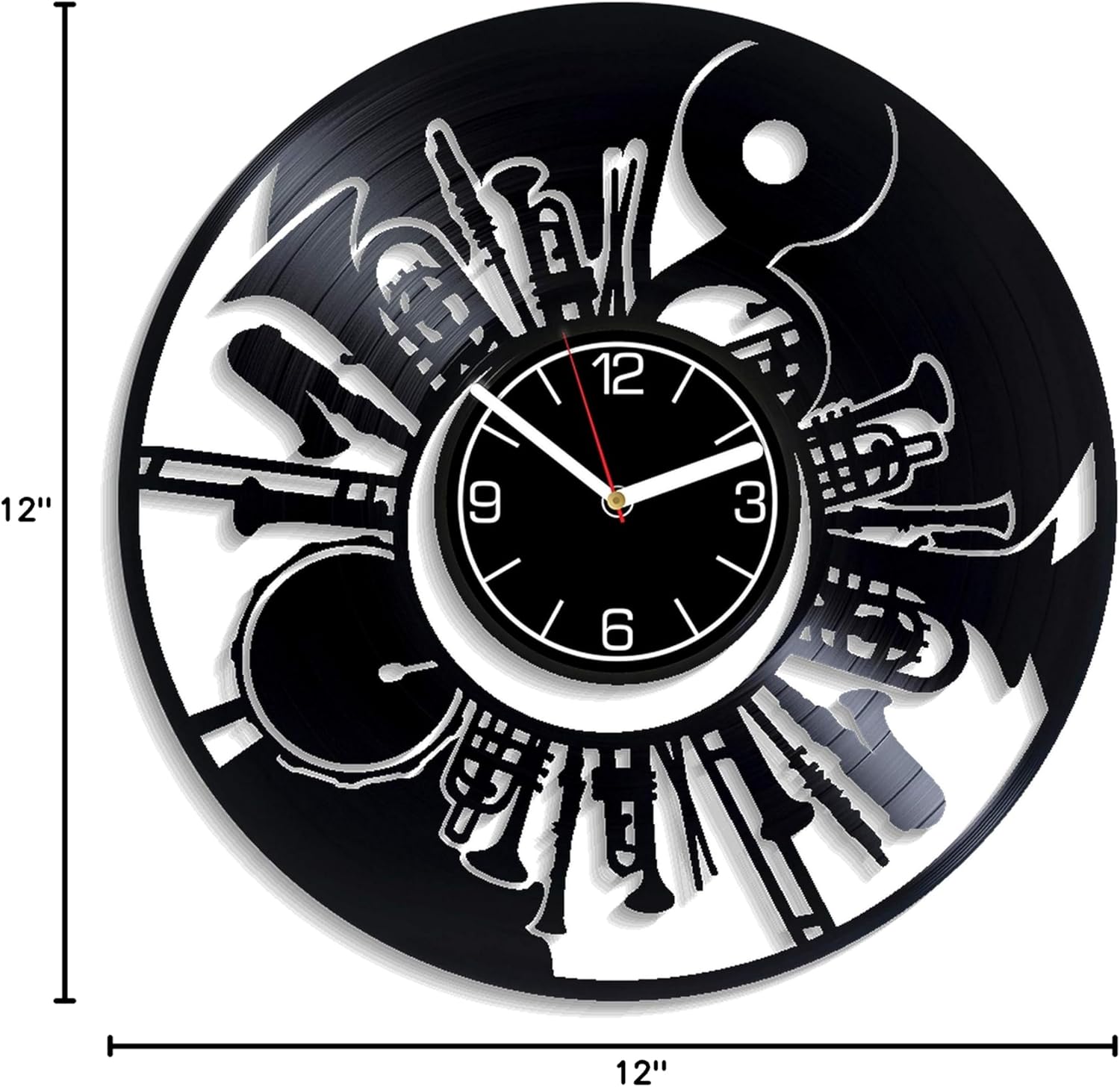 Music Instruments Wall Art Classical Music Wall Clock Vintage Music Wall Clock Music Instruments Gift 12 inch Wall Clock Music Vinyl Clock Music Home Decoration Music Vinyl Record Clock