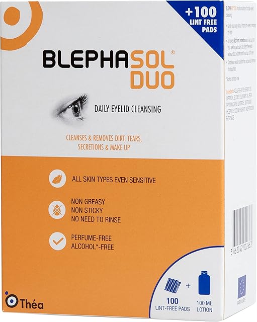 Blephasol Duo 100ml Eyelid Cleansing Micellar Lotion with 100 Organic Cotton Pads for Daily Eyes Care | Preservatives Free | Suitable for Contact Lens Wearers