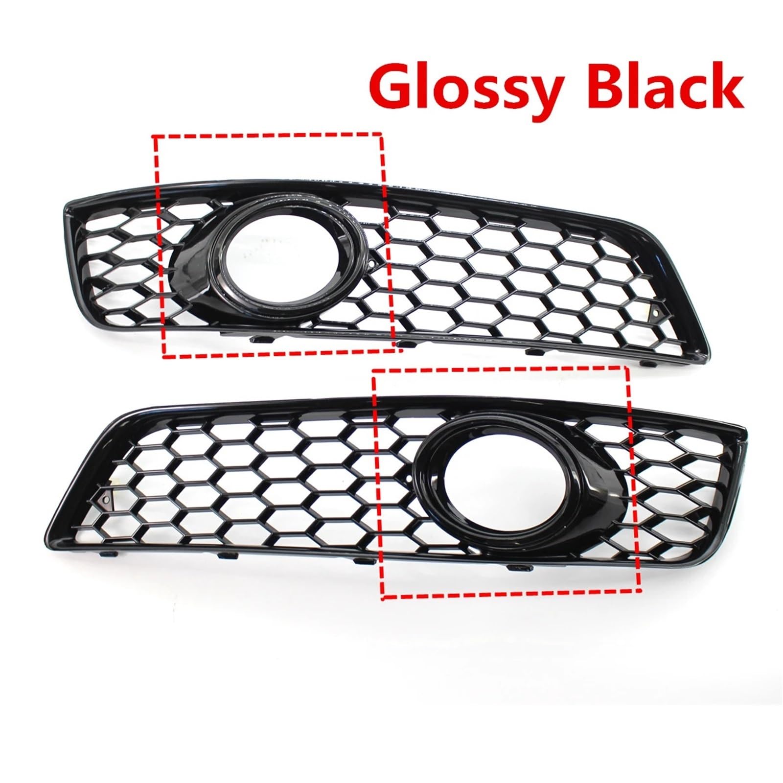 Pasuje do Audi A3 8P 2009-2013 Przedni zderzak Przeciwmgielne Światło Wyścigowe Grille 1 Para Plaster Miodu Siatka Przeciwmgielne Osłona Grilla(Glossy Black)