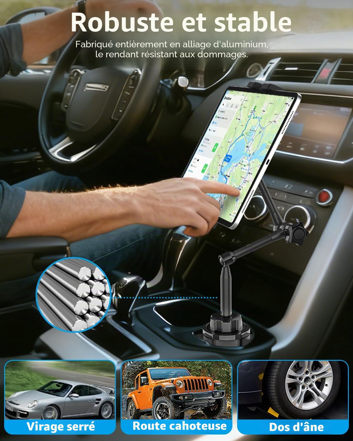 Ultra-Flexible Support Tablette Porte Gobelet pour Tablettes et Téléphones