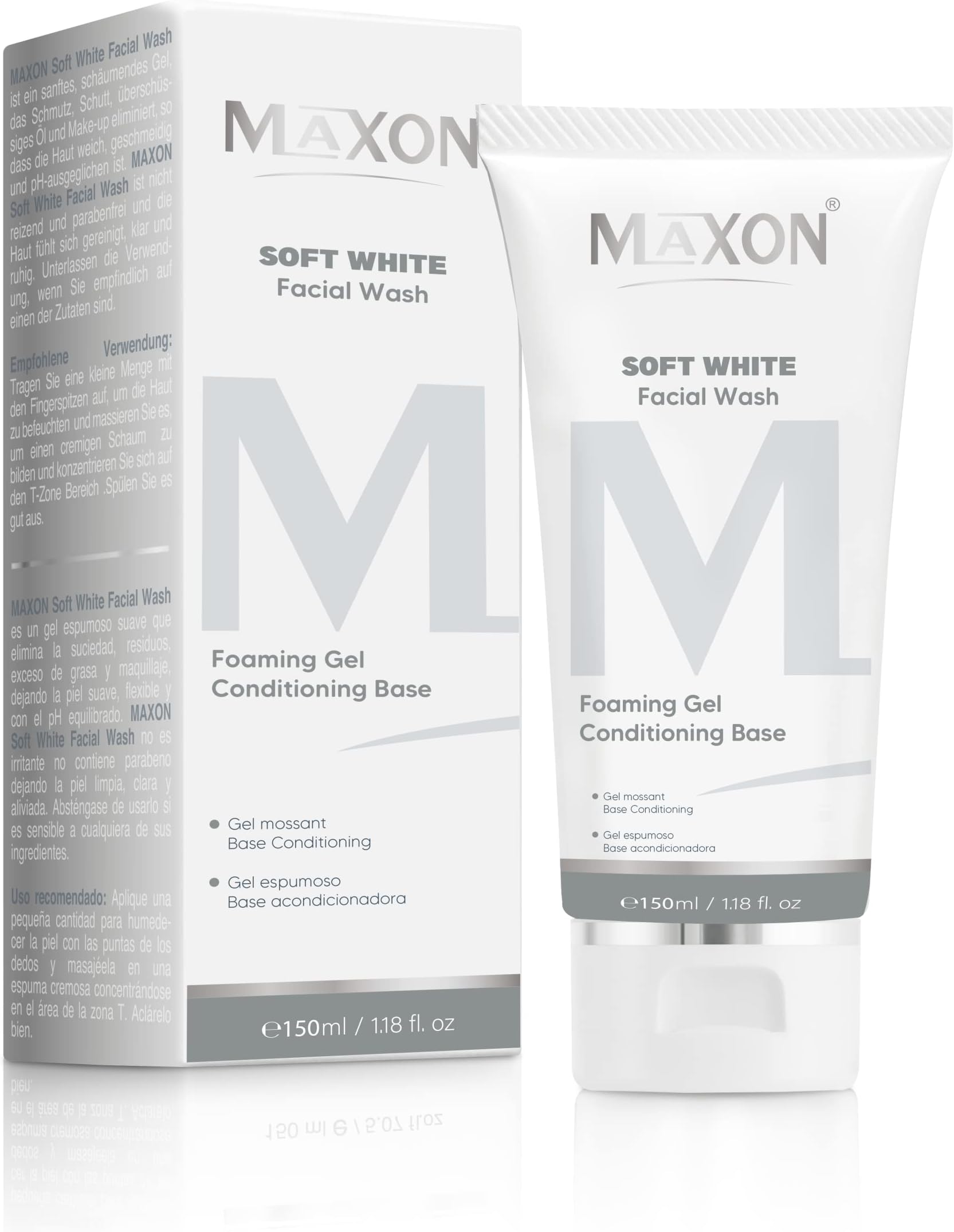 MAX-ON Soft Facial Wash, Low Foaming Face Wash for All Skin Types, Exfoliating Facial Wash for Men & Women, Deep Cleansing & Hydrating, 150ml