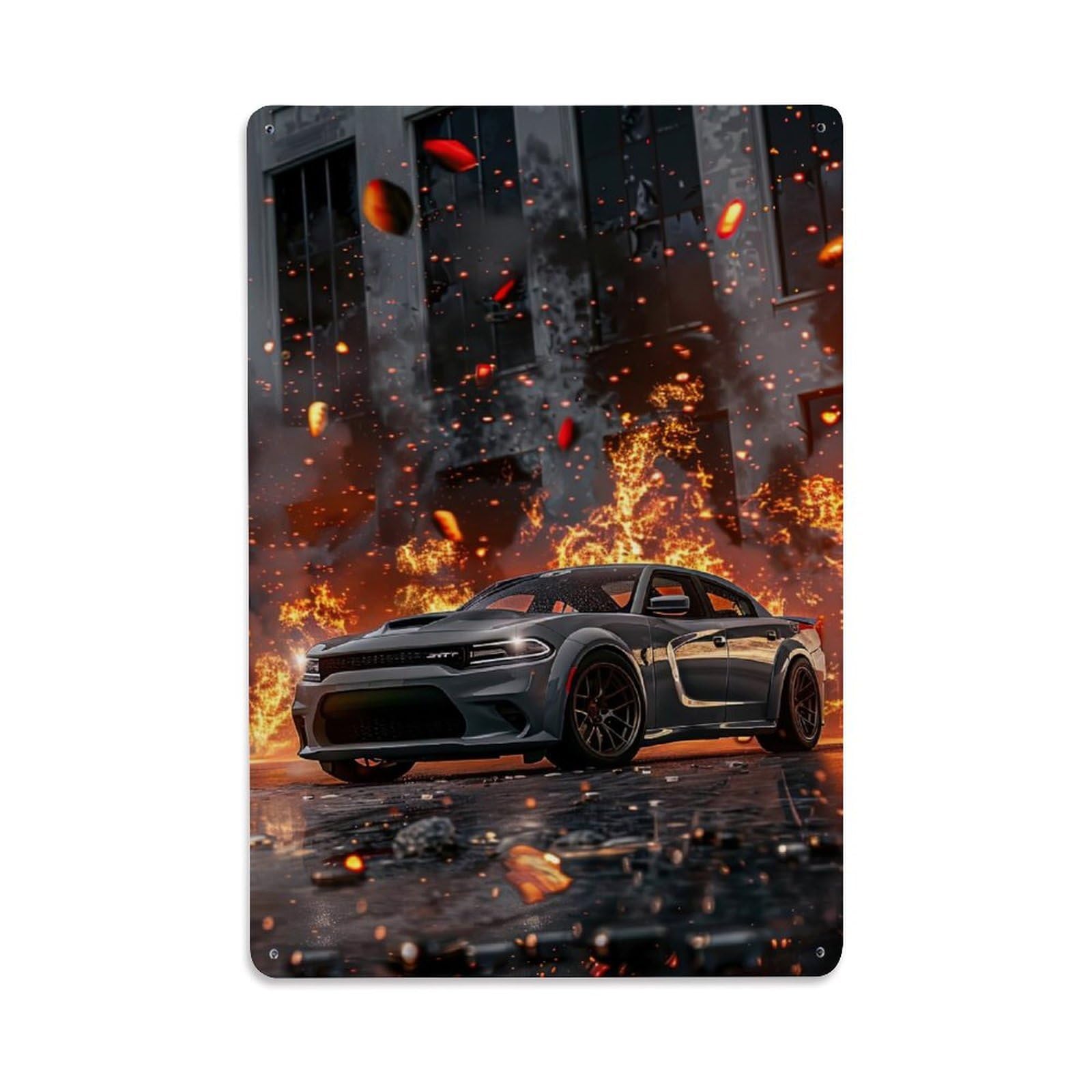Muscle Car for SRT Hellcat Sport Car Metal Tin Sign Plaque Wall Decor for Cafe, Club, Garden Metal Poster 8x12Inch
