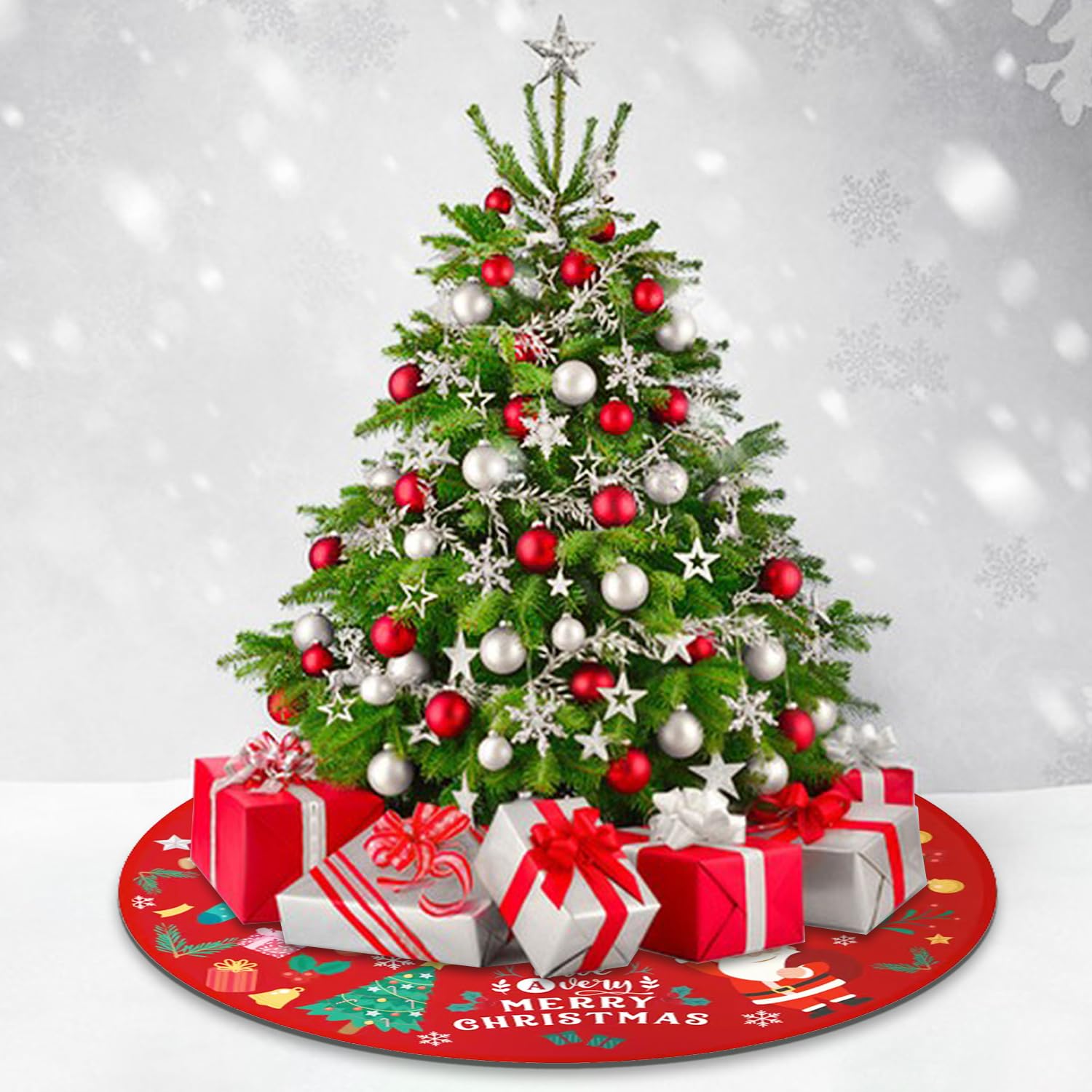 Grote Rode Kerstboom Kleed met Witte Rand - Feestelijke Kerstboomrok voor Onder de Boom