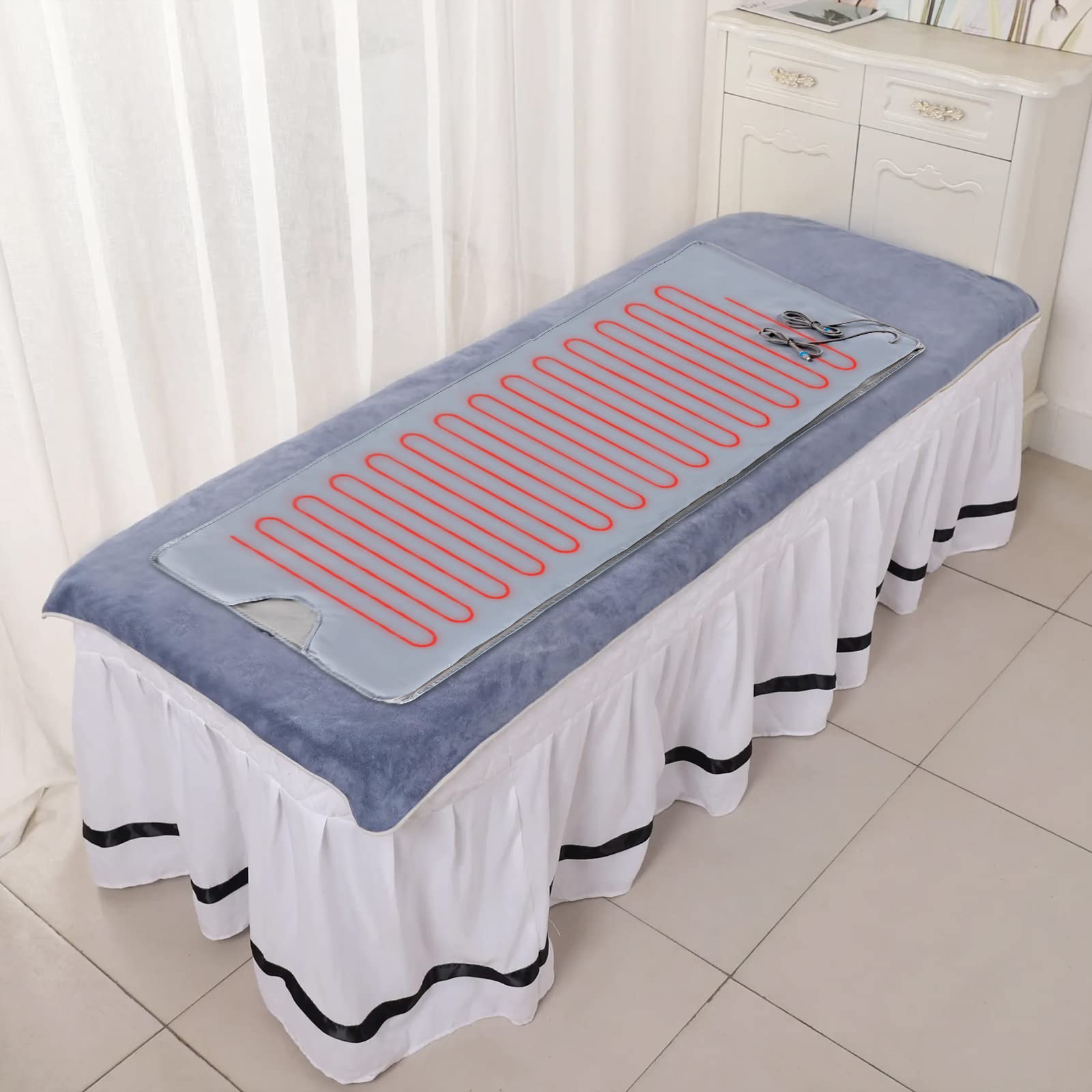Manta para sauna de infrarrojos lejanos, saco de sauna, moldeador de cuerpo, manta de masaje, controlador de 2 zonas, para uso en salones de belleza, spas, salas de relajación y en casa 70,8 x 31,4