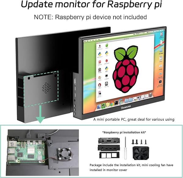 14inch Touchscreen Monitor for Raspberry Pi 5/4B/3B+/3B Screen, IPS Display Touch Screen, FHD 1920X1200,60hz,Built-in Speaker, HDMI USB-C Portable Monitor for Laptop Computer PS4/5 - 5