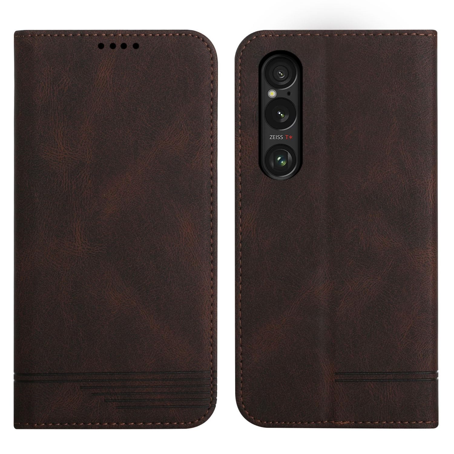 Sony Xperia 1 VI PU Leather Wallet Case with Card Slots for Sony Xperia 1 VI Magnetic Protective Case Cover for Sony Xperia 1 VI Brown