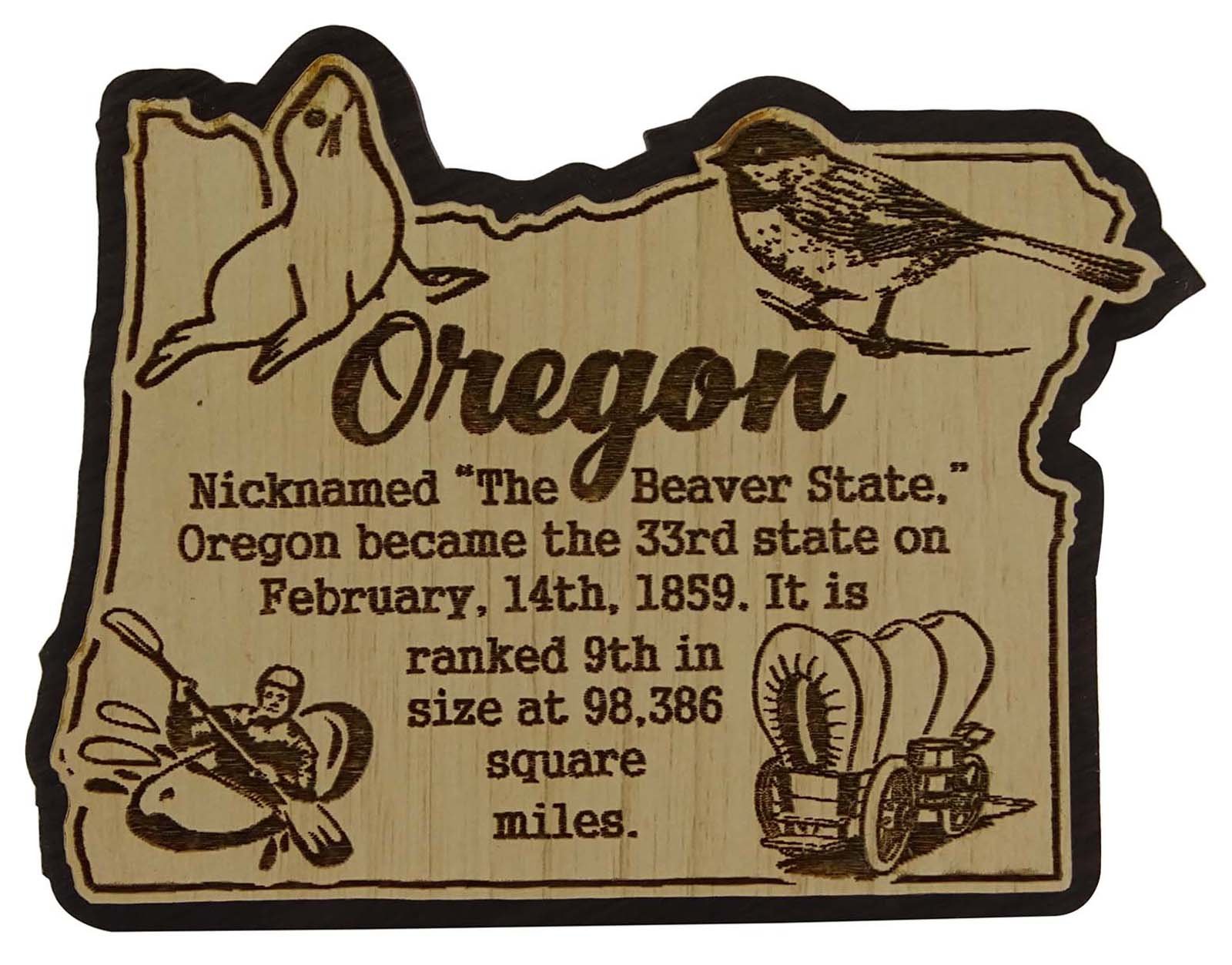 Printtoo USA Oregon State Map Wooden Magnet Souvenir Fridge Magnet Gift