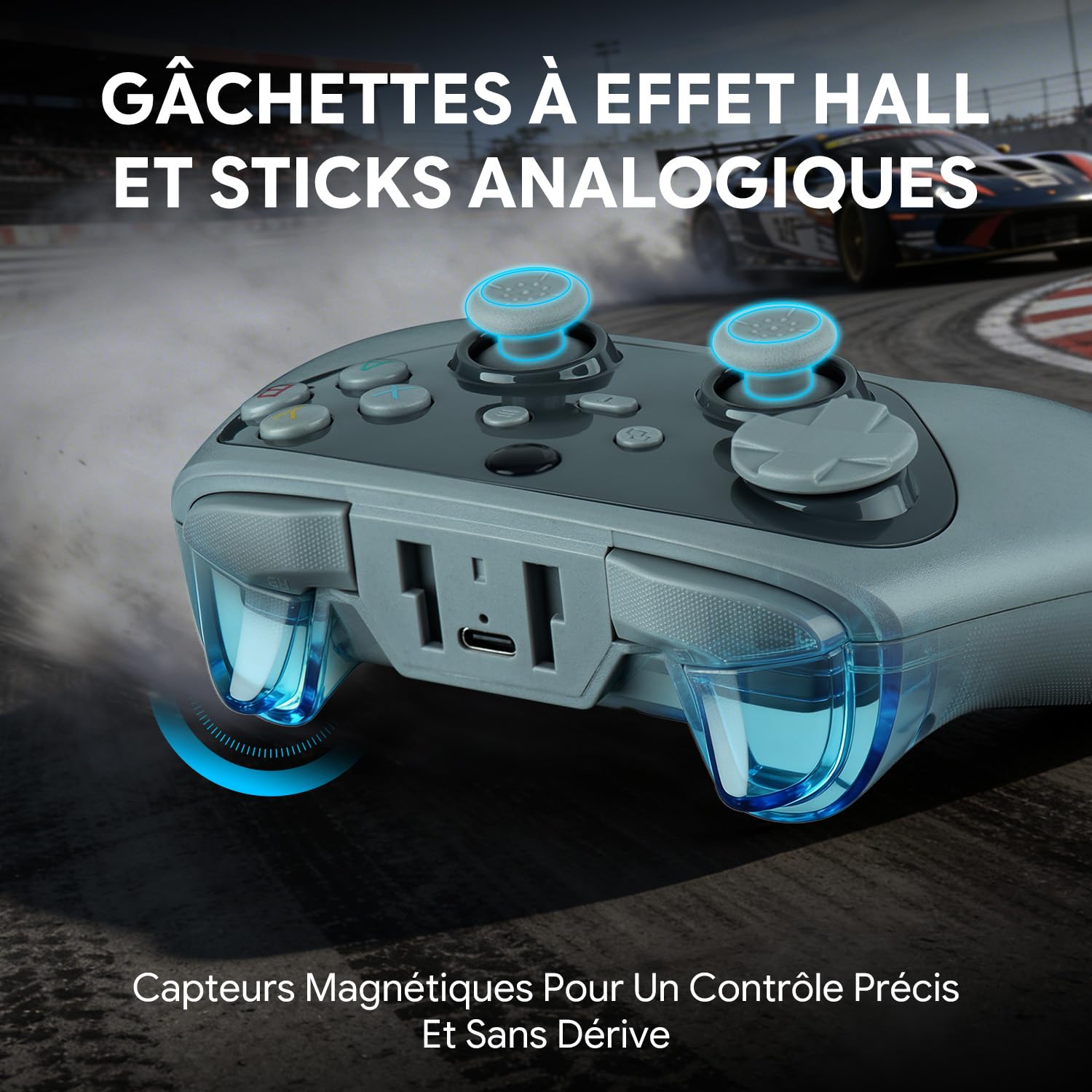 NITHO KARMA Manette Sans Fil Compatible avec Switch, Switch 2, PC, iOS & Android, Gamepad avec Gâchettes à Effet Hall, Macro, Gyroscope à 6 Axes, Double Vibration & Turbo – Gris