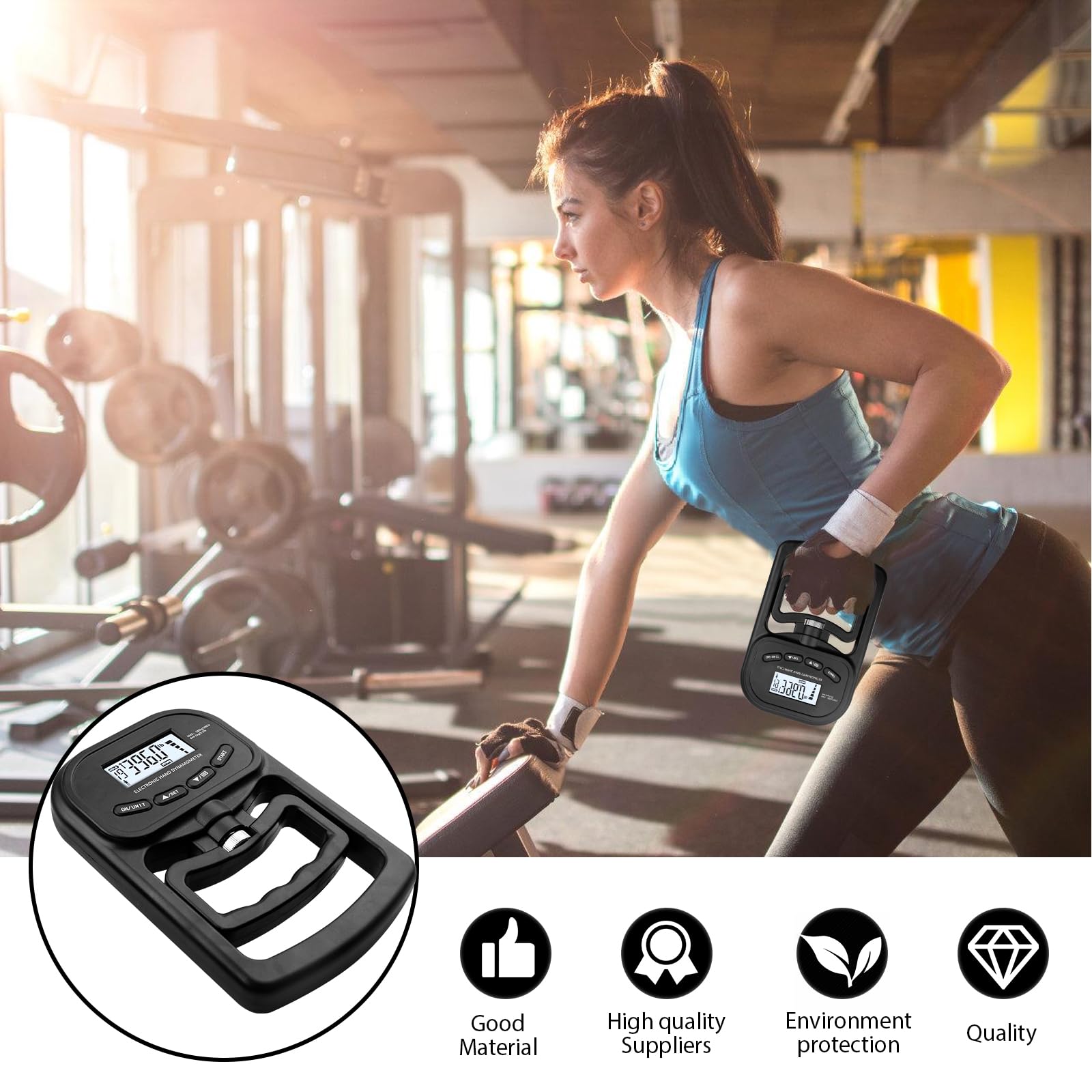 Digitales Handdynamometer: Hand Dynamometer mit LED-Bildschirm 396lb/180Kg, Electronic Hand Grip Strength Tester Grip für Sportler und Heimgebrauch