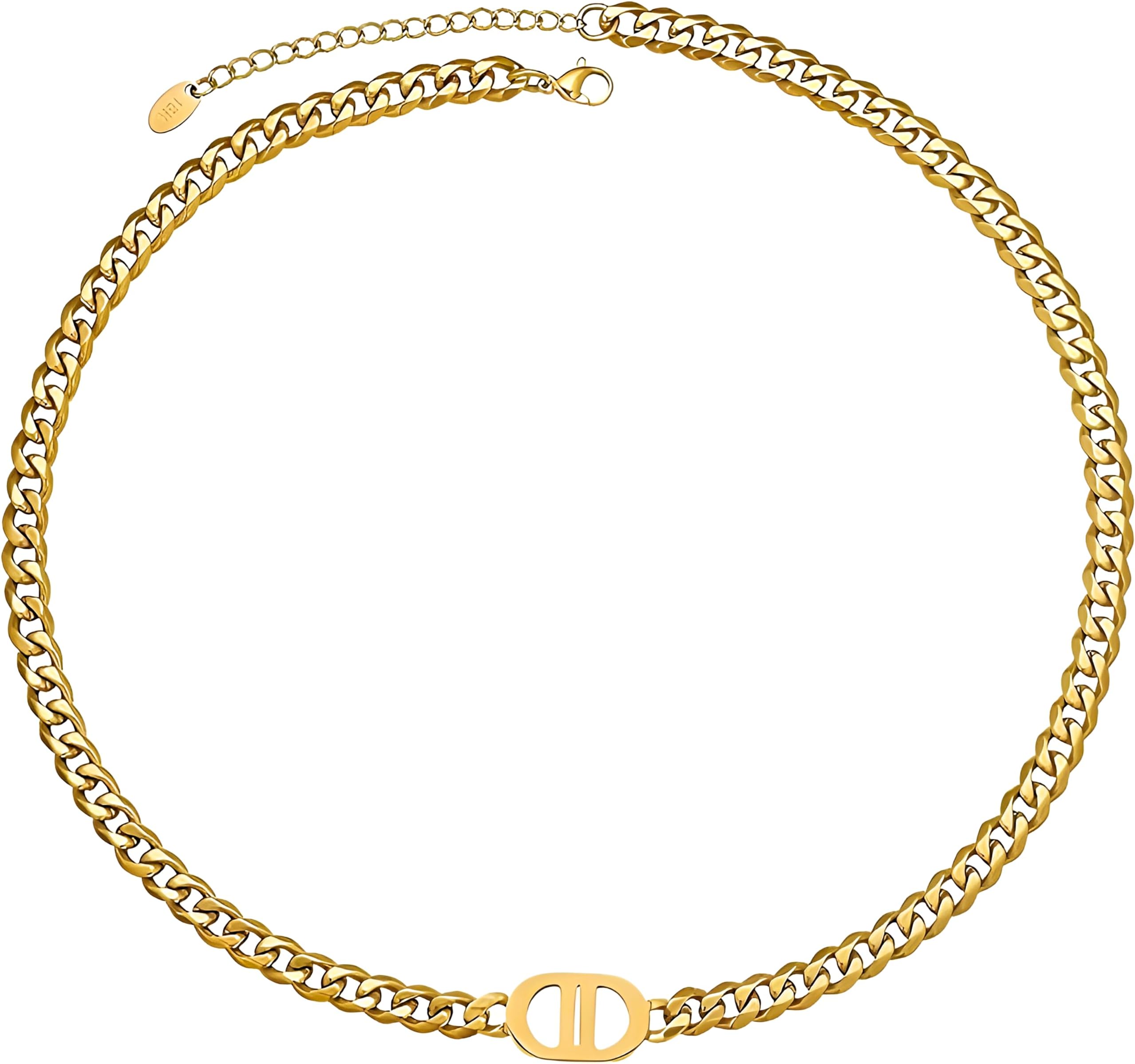 Classic Ladies' Letter Necklace - Elegant Cuban Chain - Teen Gift for Fashionable