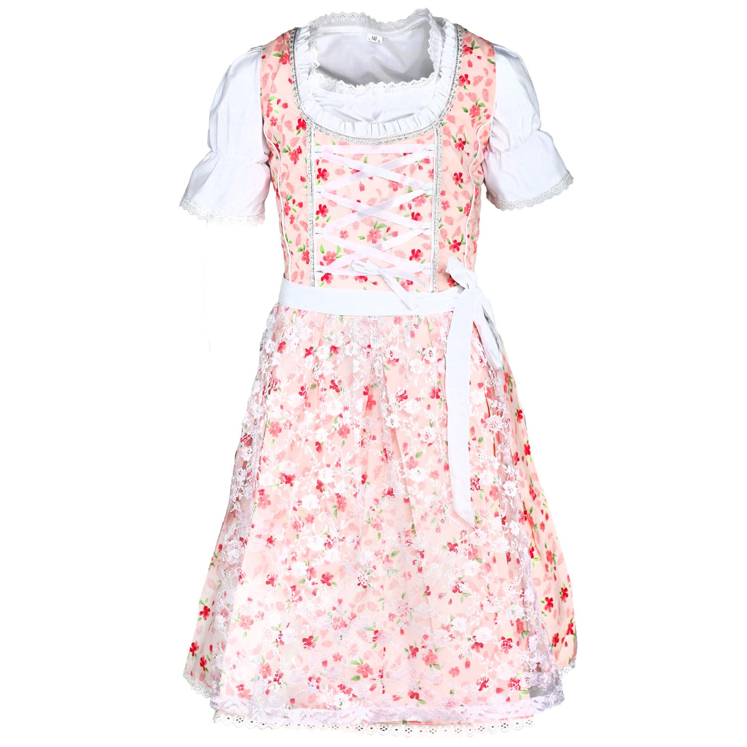 Mädchen Dirndl Felicitas Pastell Spitze Kinderdirndl Kinder Dirndl Trachtenkleid 3 teilig