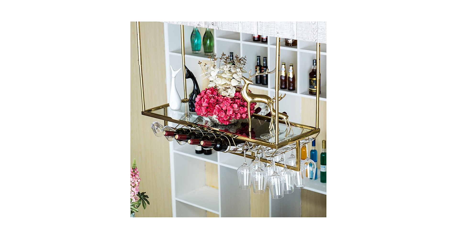 Amazon｜ワイングラスハンガー 家の装飾吊り下げ収納のキッチン