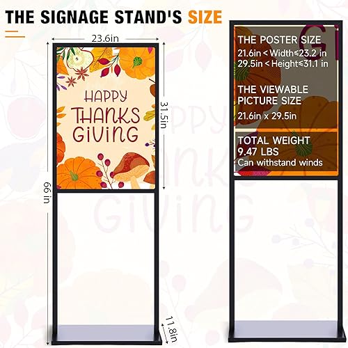 Miniatura 2 de Blulu Paquete de 4 soportes negros para carteles de 23.6 x 31.5 pulgadas, resistentes para exhibición, soporte de póster de doble cara con bases