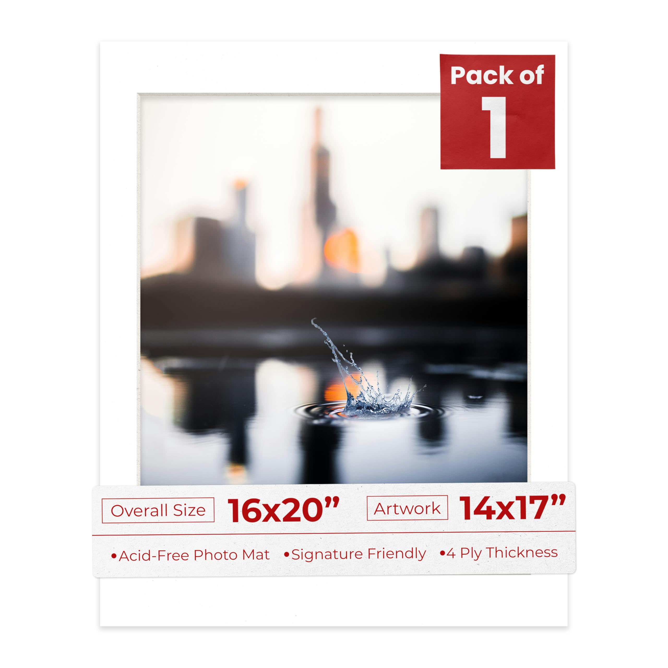 16x20 Mat Bevel Cut for 14x17 Photos - Acid Free White Precut Matboard With Backing Board and Crystal Clear, Self Seal Photo Mat Bag - For Pictures, Photos, Framing - 4-ply Thickness-image-38