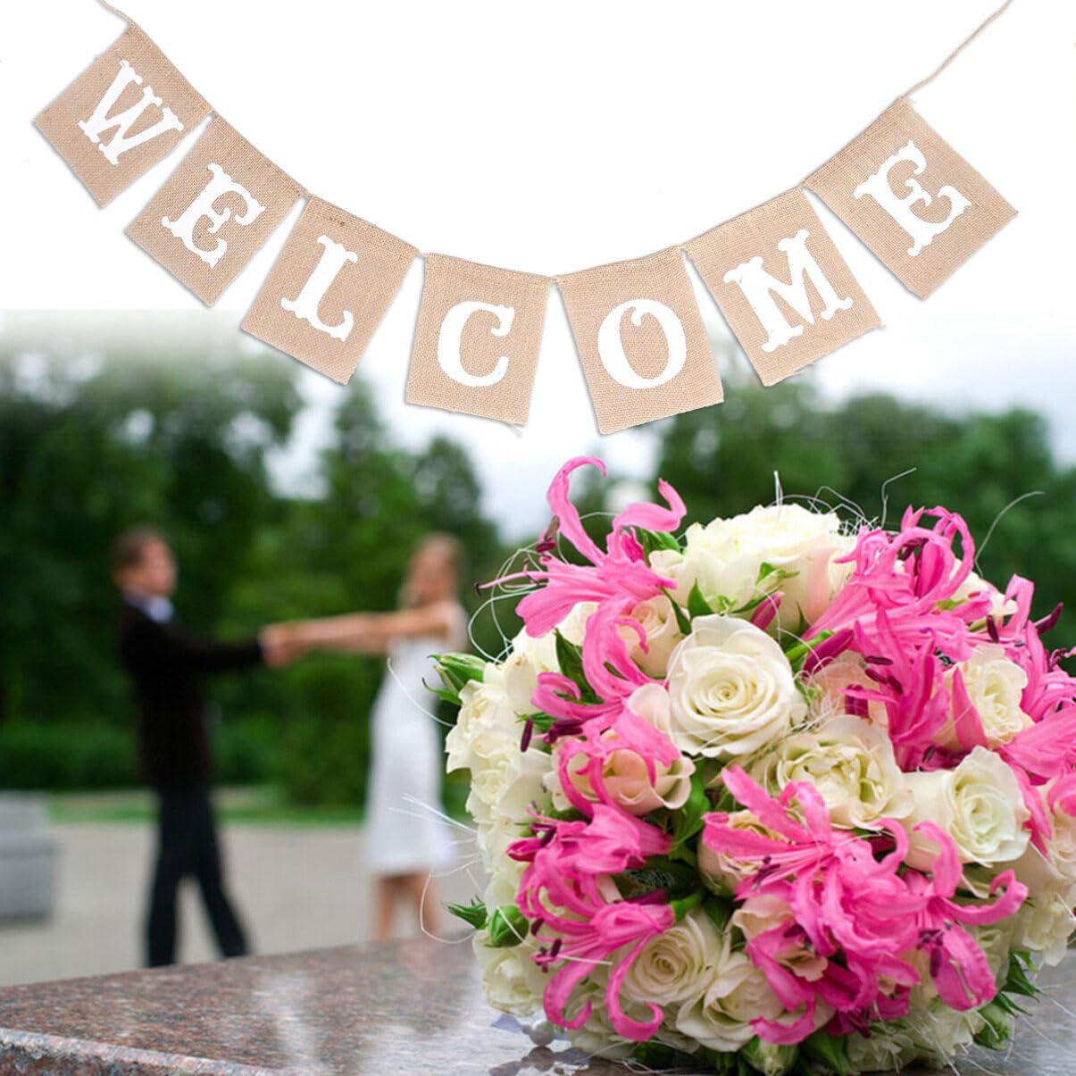 Amazon.co.jp: STOBAZA ウェルカム ガーランド 黄麻布 2.8メートル