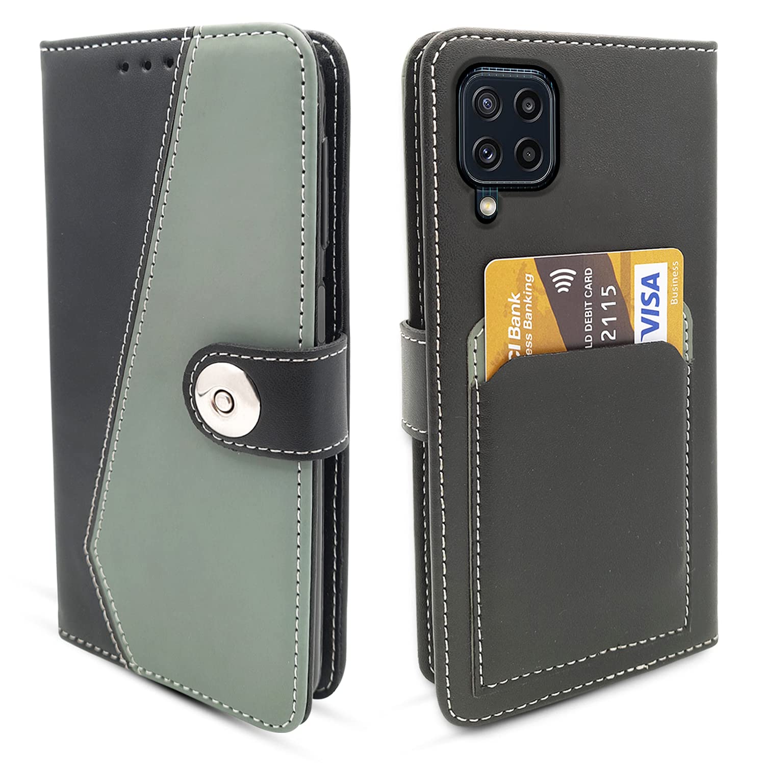 Pikkme Samsung Galaxy M32 4G / F22 4G Leather Magnetic Flip Wallet Case Cover for Samsung Galaxy M32 4G / F22 4G(Grey) (B098JQ4528) Amazon Price History, Amazon Price Tracker