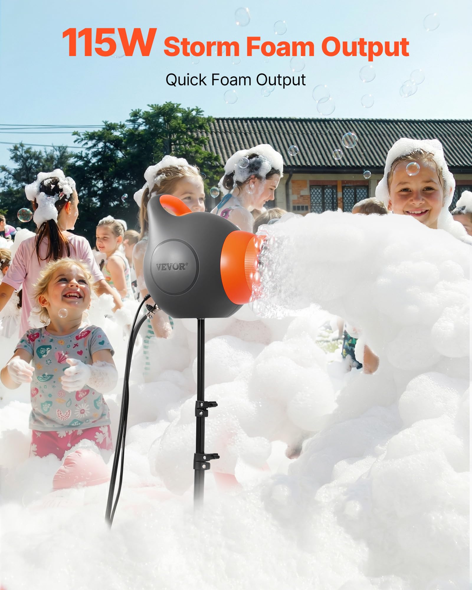 VEVOR Schaumparty Maschine 115 W, Schaumkanone, Schaummaschine mit Stativ, Schaumstrahlmaschine, Schaummacher für Garten, Pool, Outdoor-Veranstaltungen, Geburtstage, Feiern & Partys