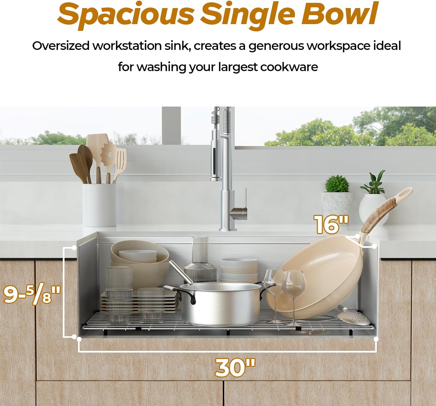 32 inch Workstation Kitchen Sink & 1/2 HP Garbage Disposal