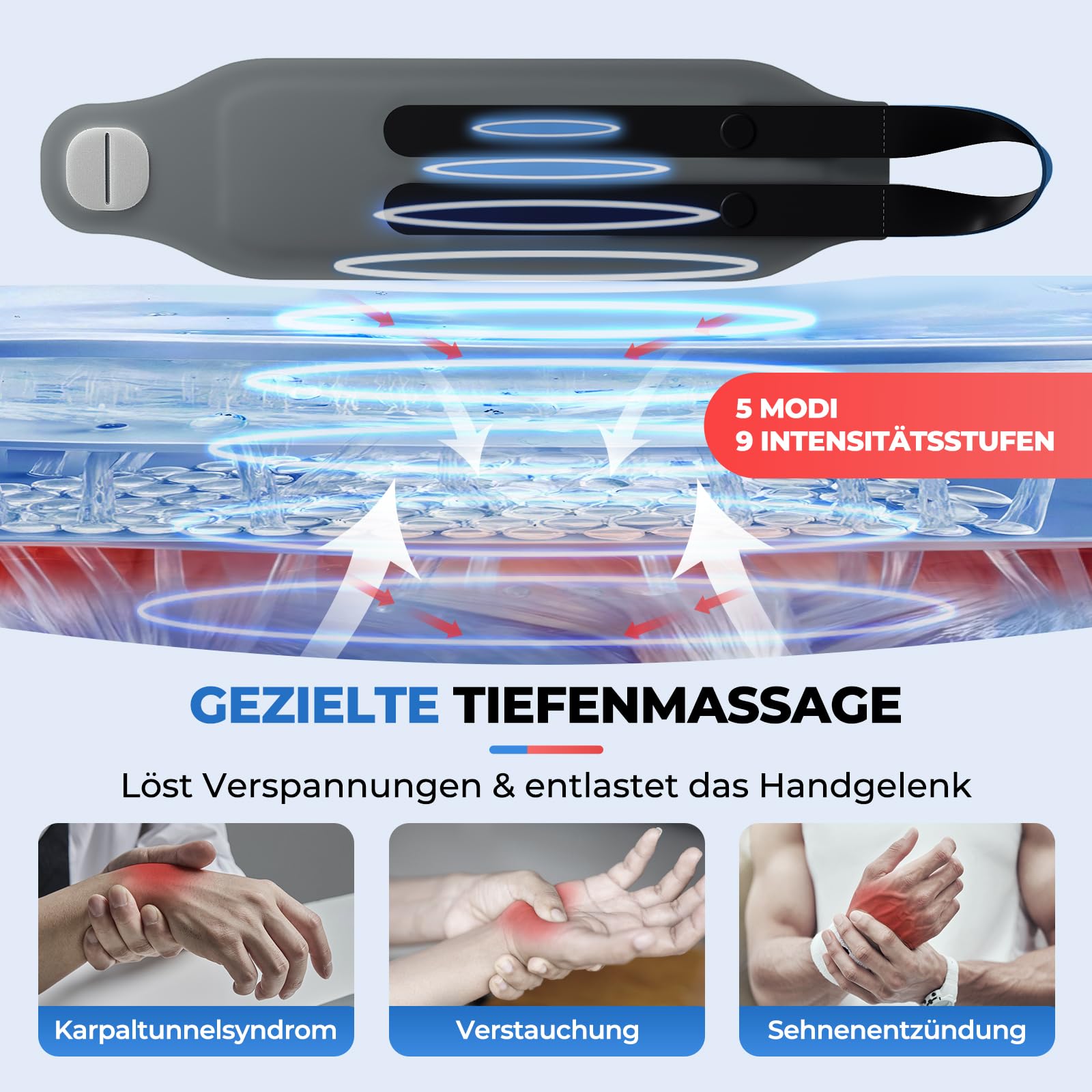 Elektrische Handgelenk Bandagen mit Wärme & Massage, M