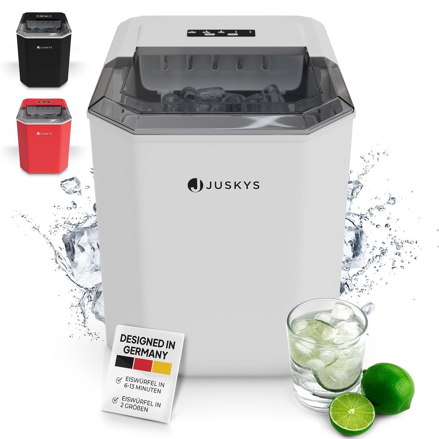 Juskys Eiswürfelmaschine Eiswürfelbereiter Klein Weiß
