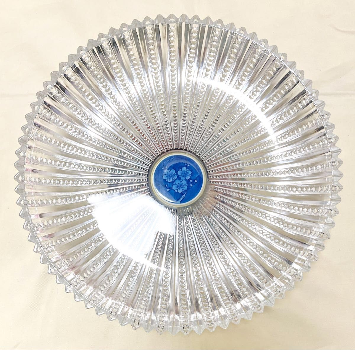 高級創作陶芸　波佐見焼　林九郎窯　古伊万里亀甲　ガラスコンポ－ト　高台付き超大皿 高級創作陶芸 波佐見焼 林九郎窯 古伊万里亀甲 ガラスコンポ－ト 高台付き