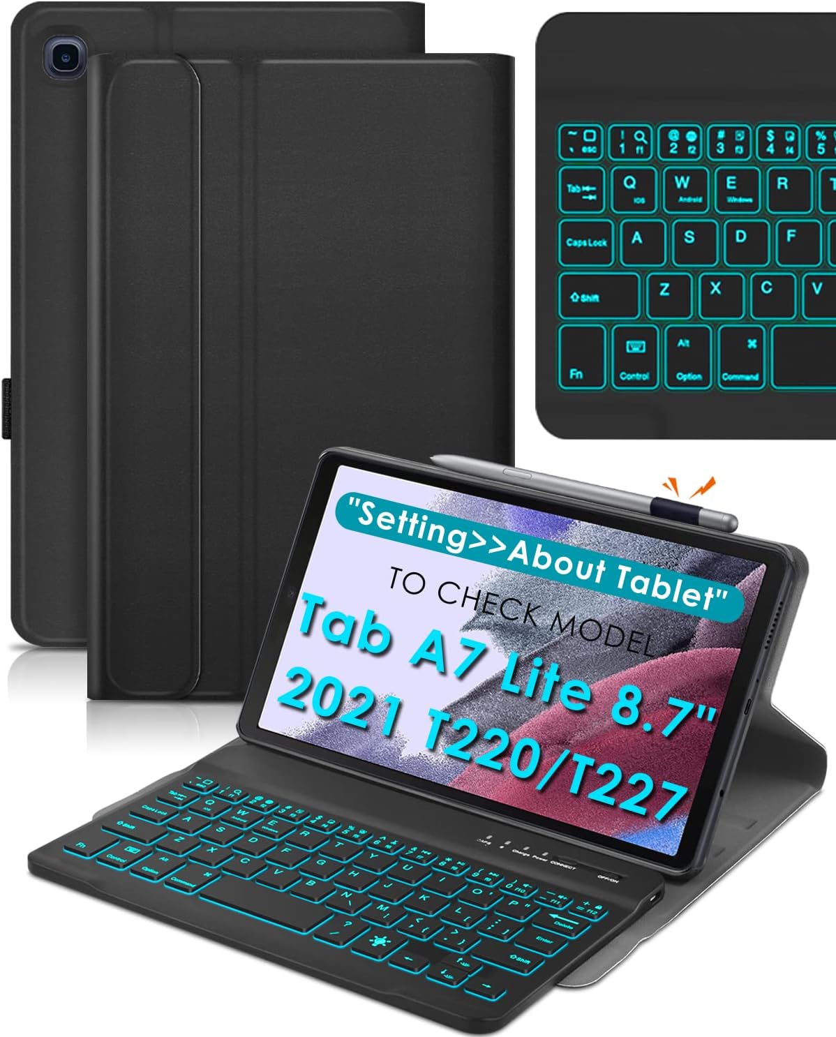 DETUOSI Backlit Keyboard Case for Samsung Galaxy Tab A7