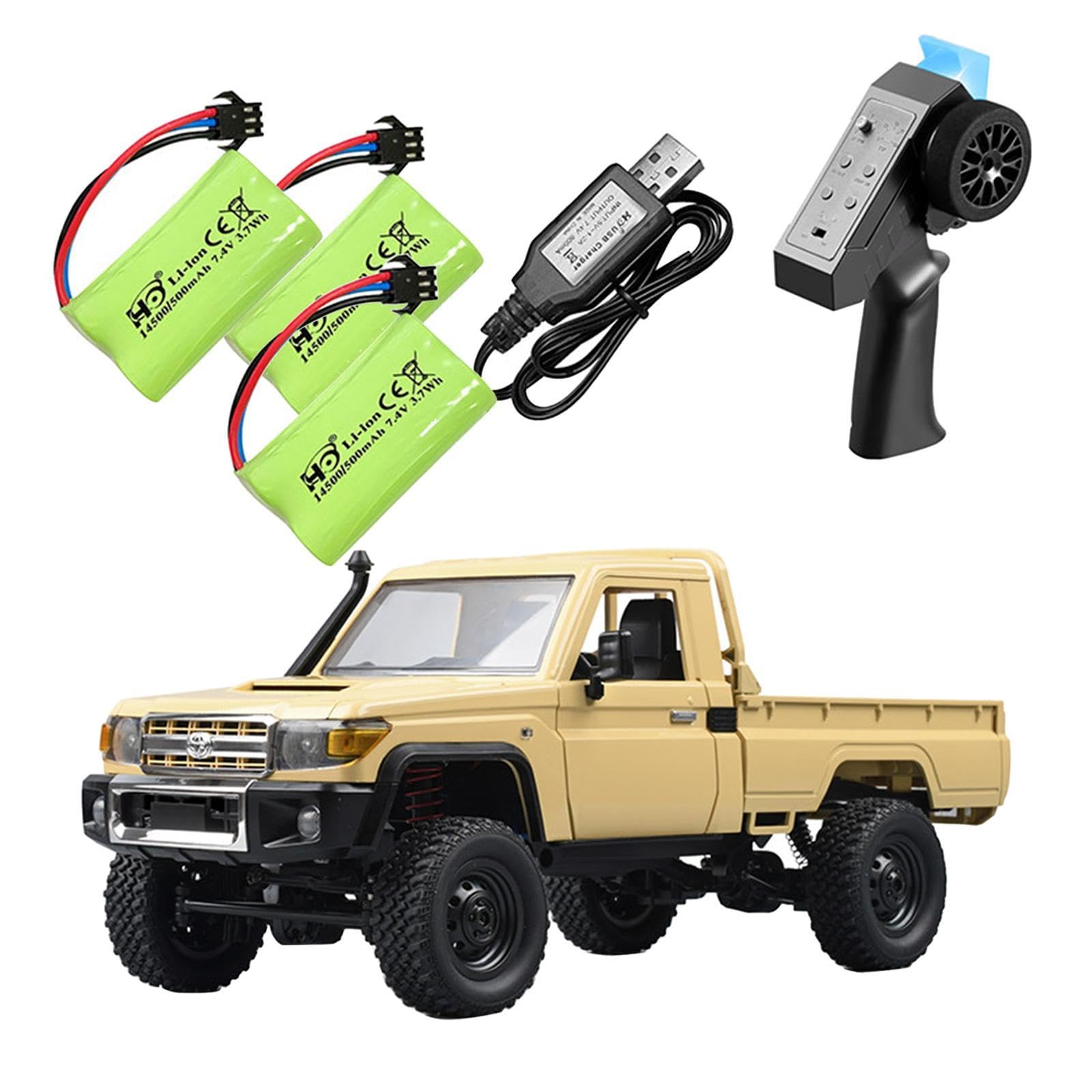 RC Crawler Car Veicolo Radiocomandato Pick-up Fuoristrada 1 12 Elettrico con Pneumatici Simulati Controllo Remoto Adatto per Terreni Dissestati E, 3 Batteria