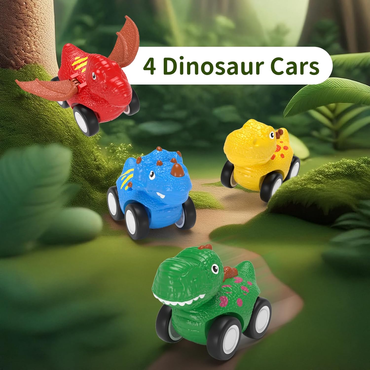 5 in 1 Dinosaur Truck Toys for Kids, Dinosaur Carrier Truck with Music & Light & 4 Pull Back Cars, Boys Toys Age 2 3, Birthday Gifts Toys for 2+ 3 +Year Old Boy - Image 7