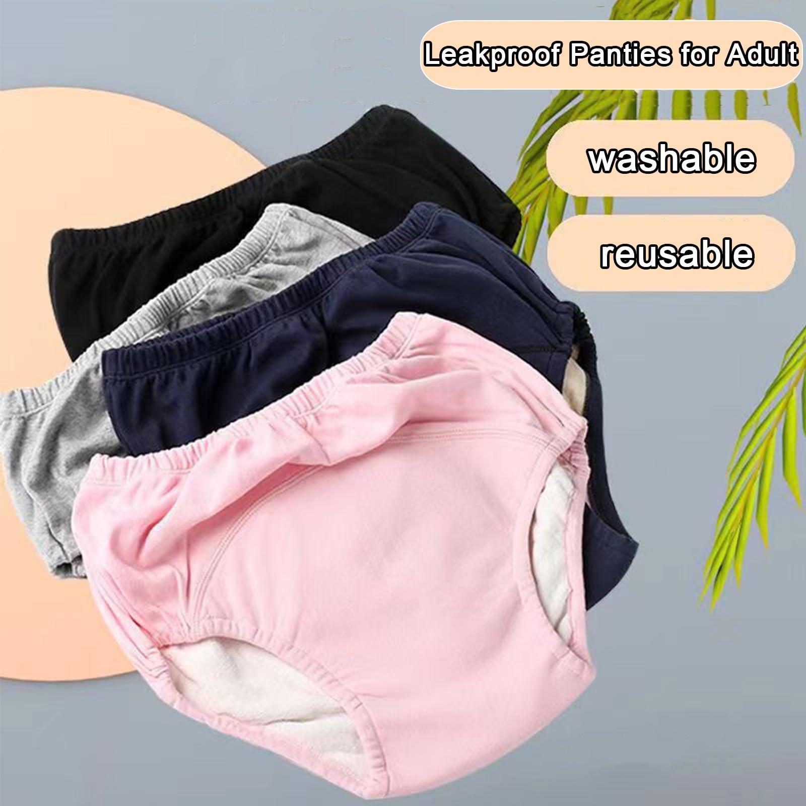 Inkontinenz Höschen und Einlagen für Stoffwindeln,Inkontinenz Pants für Erwachsene Waschbar Wiederverwendbar und Windel Inkontinenz für Altere Menschen(Gray 2 pieces,Large)