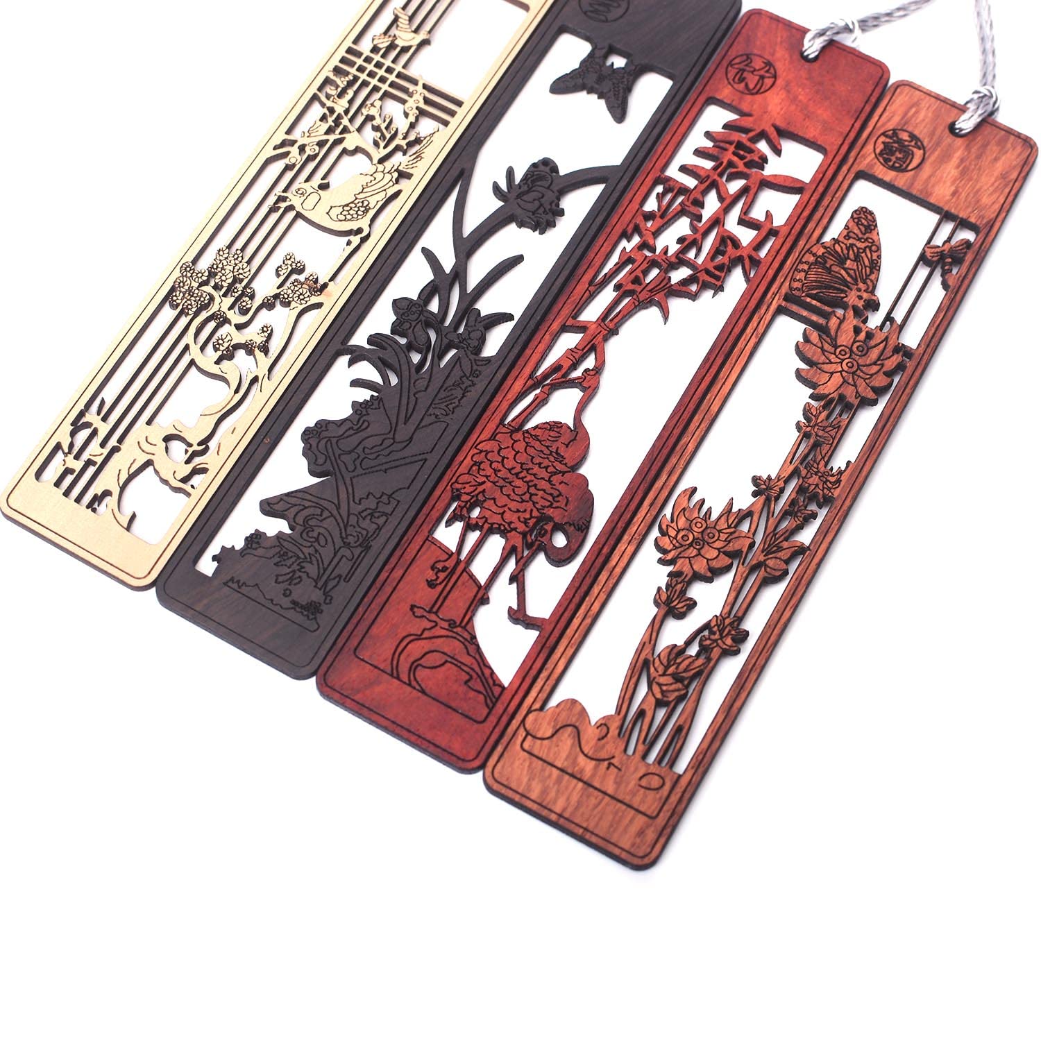 4-Piece Wooden Bookmark Set With Gift Box - Love Story Laser Engraved Bookmarks For Couples | Wedding & Anniversary Gifts