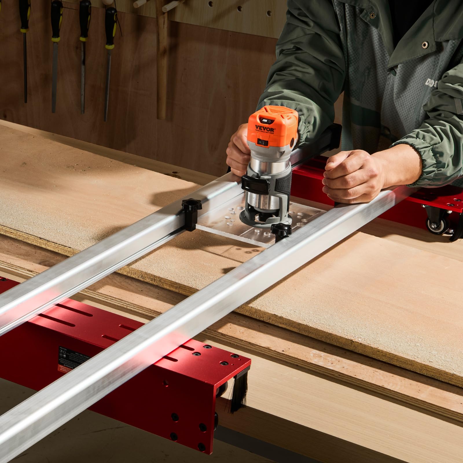 VEVOR Slitta per Fresatrice, Lunghezza 1525 mm Slitta per Router per Lavorazione del Legno per Spianare Lastre, Jig Guida per Lastre, Piallatrice per Rifinitura per Spianare Legno, Fai da Te per Casa