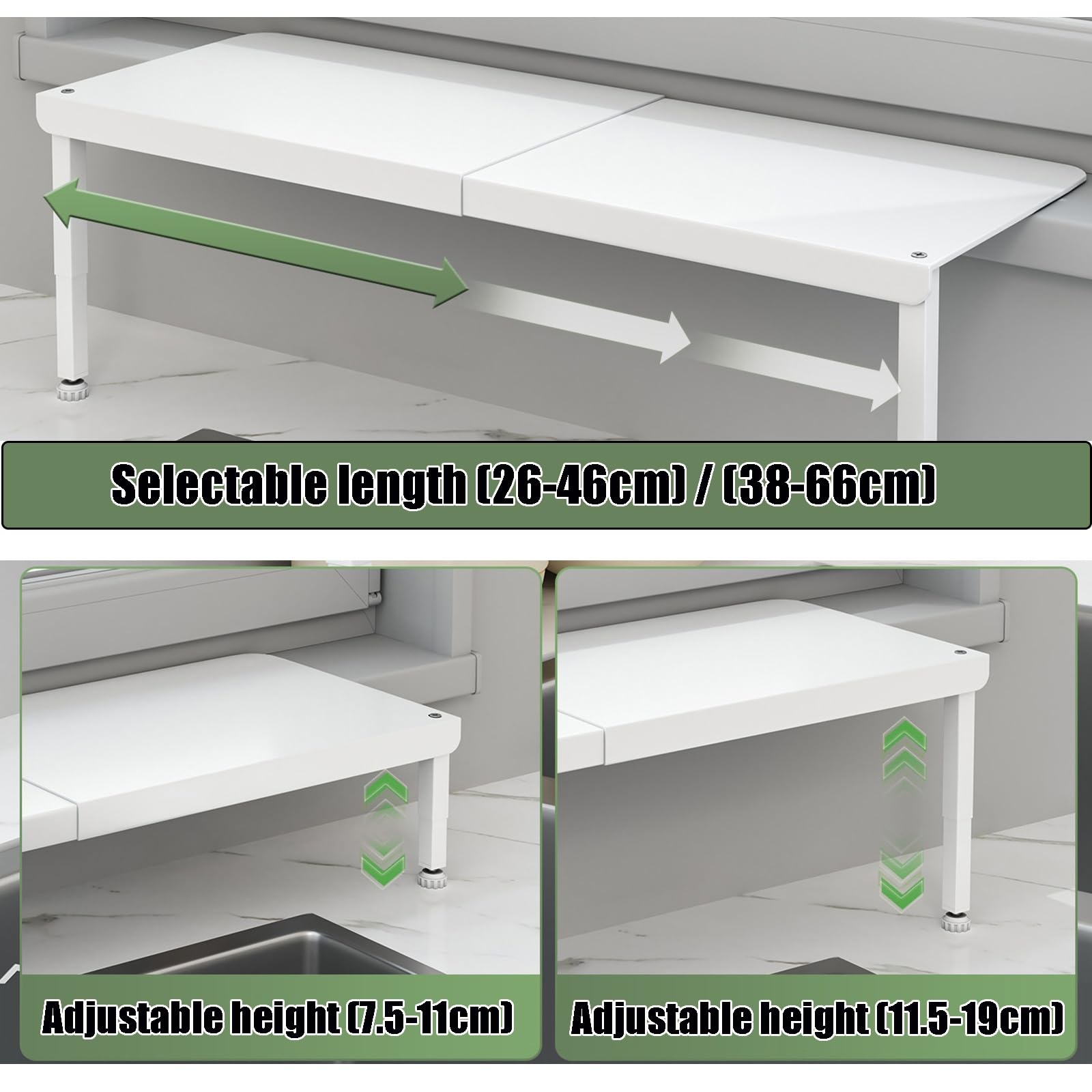 Metalowa półka przedłużająca parapet do organizera kuchennego, bez wiercenia, przedłużka do krawędzi okna, blat zlewu, możliwość rozszerzenia, oszczędność miejsca, łatwa instalacja, przyjazna dla
