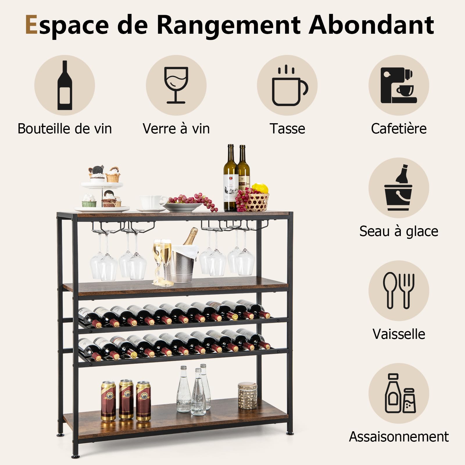 Homde Estante De Madera Para Vino Montado En La Pared, image size:1600x1600