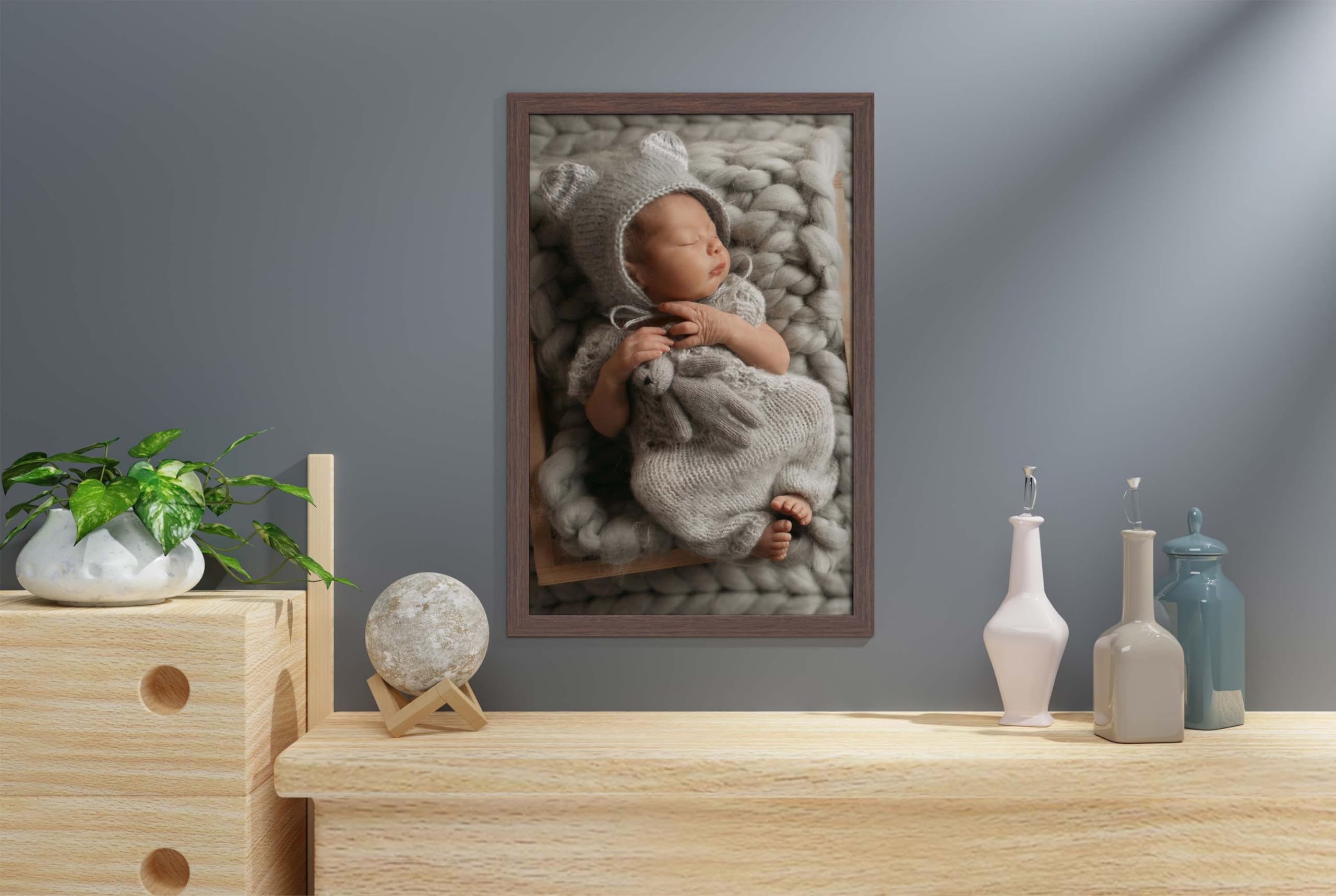KLASSIKO Bilderrahmen für PUZZLE in Walnuss (80x60 cm), Wandbilderrahmen für PUZZLE für Poster, Bilder & Gemälde
