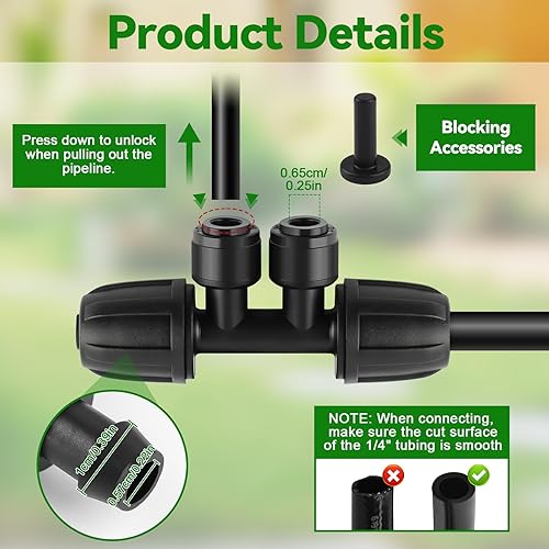 Miniatura 4 de Kalolary - 10 accesorios de riego por goteo de 516 a 14 pulgadas con 4 enchufes, pieza de riego por goteo de conexión rápida Kalolary para tubo de