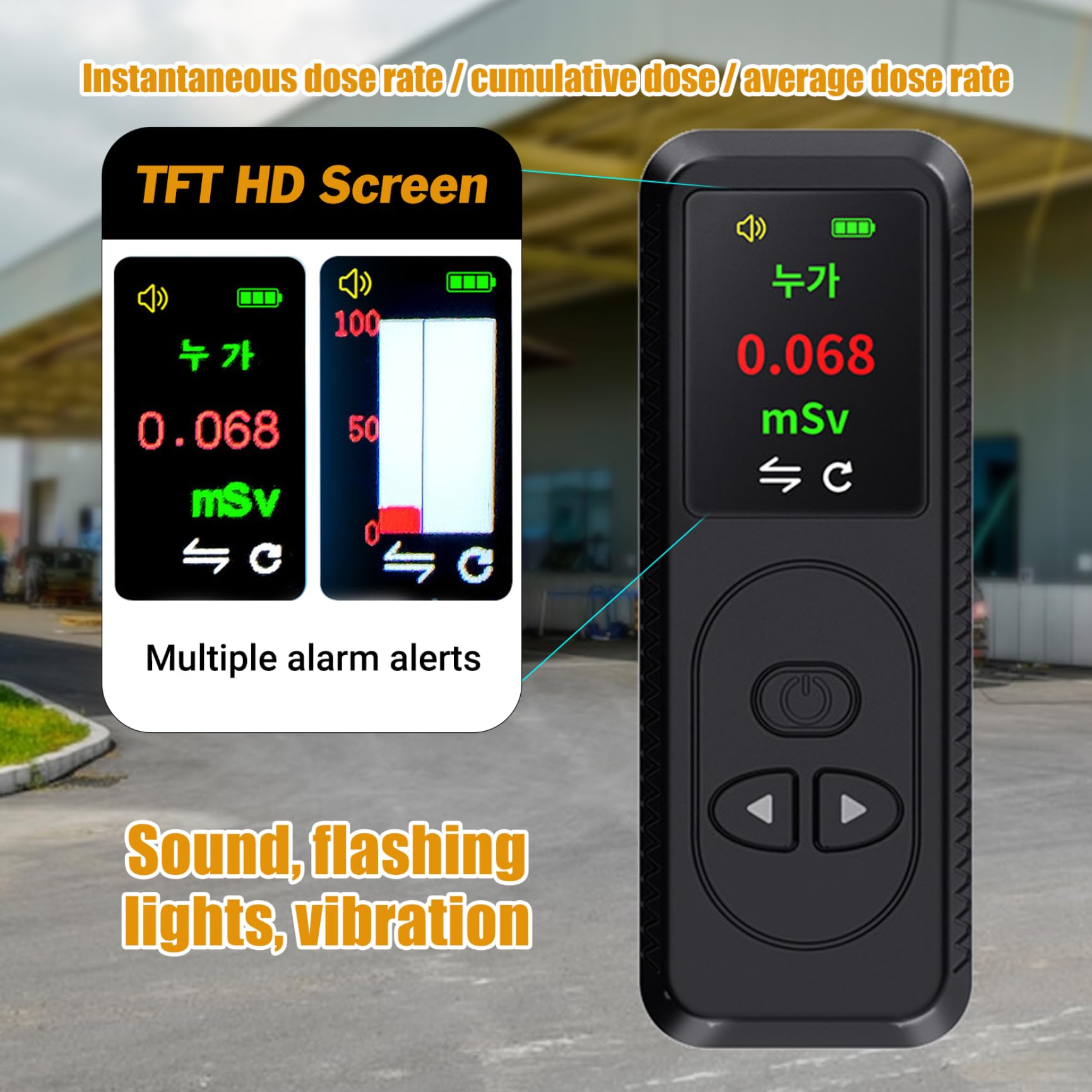 Détecteur de rayonnement Compteur de rayonnement Portable avec Plusieurs rappels d'alarme Compteur Geiger Sensible à écran LCD pour l'industrie hospitalière à Domicile