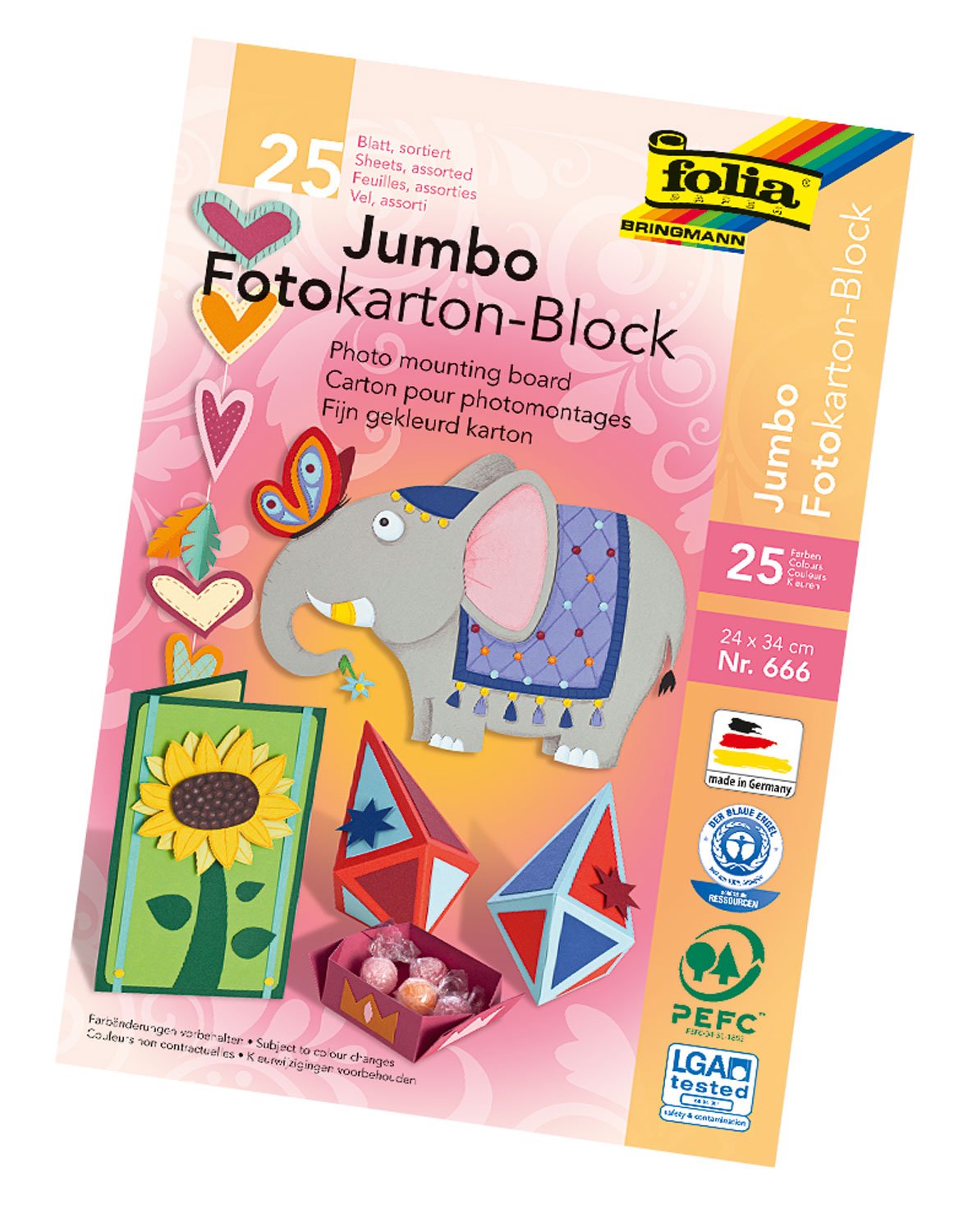 FOLIA Le bloc de carton photo Jumbo, multicolore