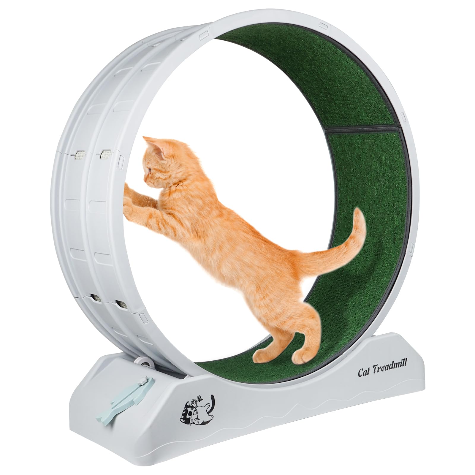 Cat Wheel, Cat Wheels for Indoor Cats, Low Noise Cat Exercise Wheel for Cats Fitness, Cat Treadmill for Most Cats, Cat Running Wheel with Carpeted Runway, Easy Installation Cat Wheel Exerciser