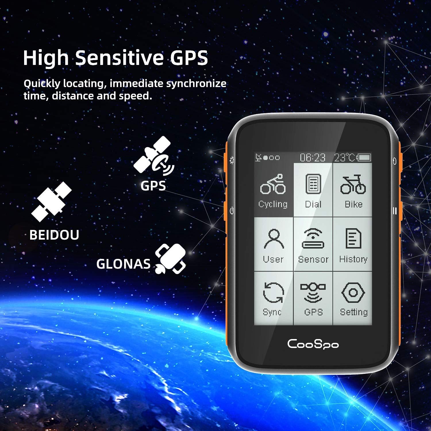 CooSpo GPS Bike Computer,Bluetooth5.0 ANT+ Cycling Computer GPS, Wireless CooSpo Bicycle Computer Speedometer Compatible with XOSS CooSpoRide App Large LCD Display IP67 Auto Backlight : Electronics