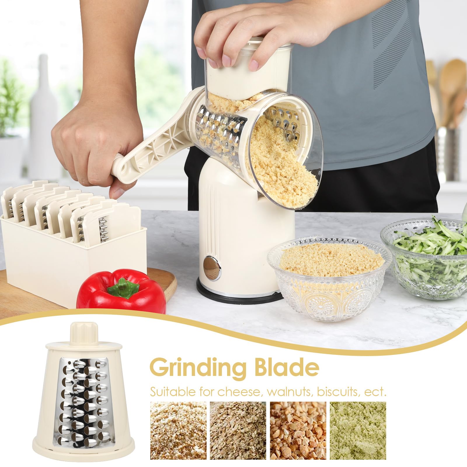 Dreamhigh® Râpe À Fromage Rotative Manuelle Avec 5 Lames