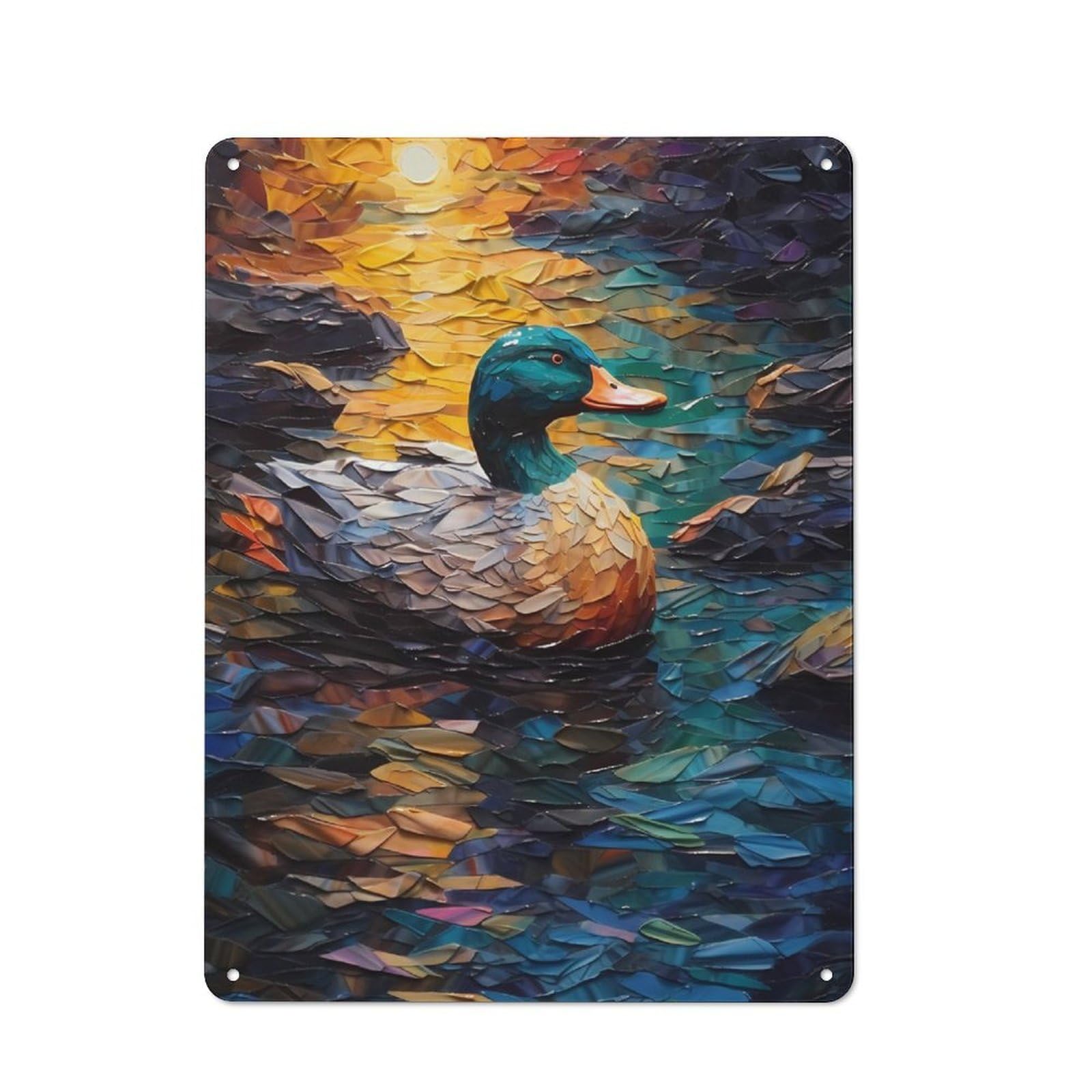 Junmoney Duck Colorful Rustic Tin Wall Plaque 40X30cm For Guest Room Or Hallway, For Garage, Workshop And Man Cave Decoration