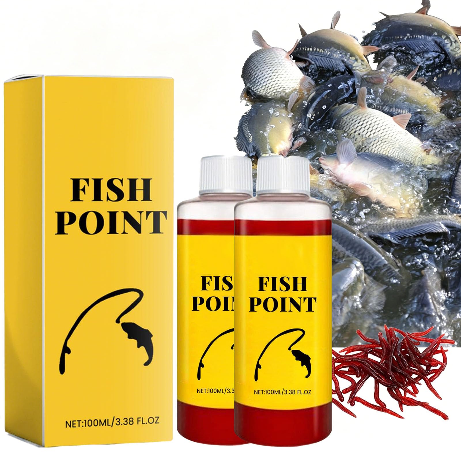 Concentrated Fish Attractant Liquid, Red Worm Formula Fishing Scent Bait Additive, 100ml Fish Point Liquid for Freshwater Fishing Trout Panfish