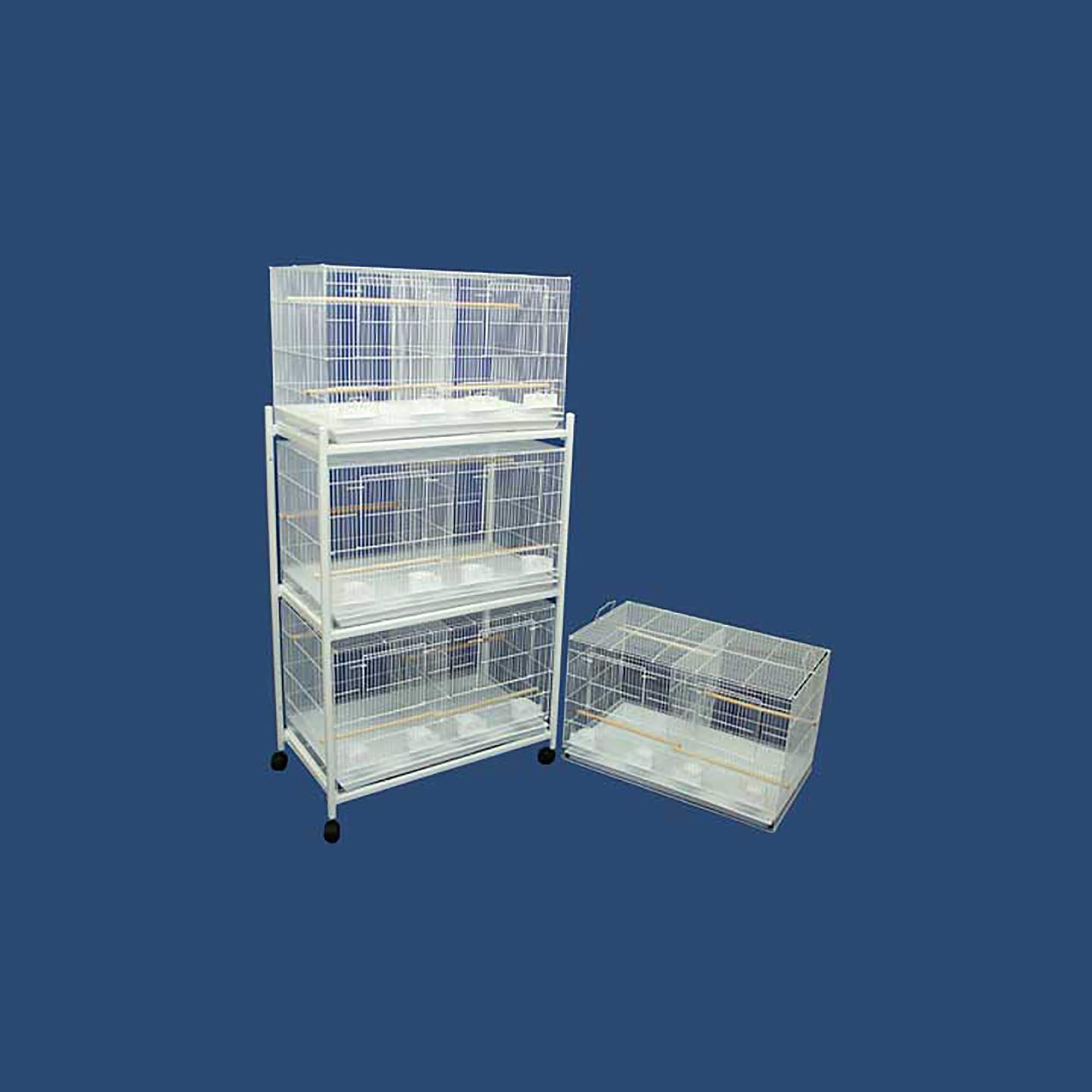 YML Breeding White Cages with Divider and Stand, Medium, Set of 4